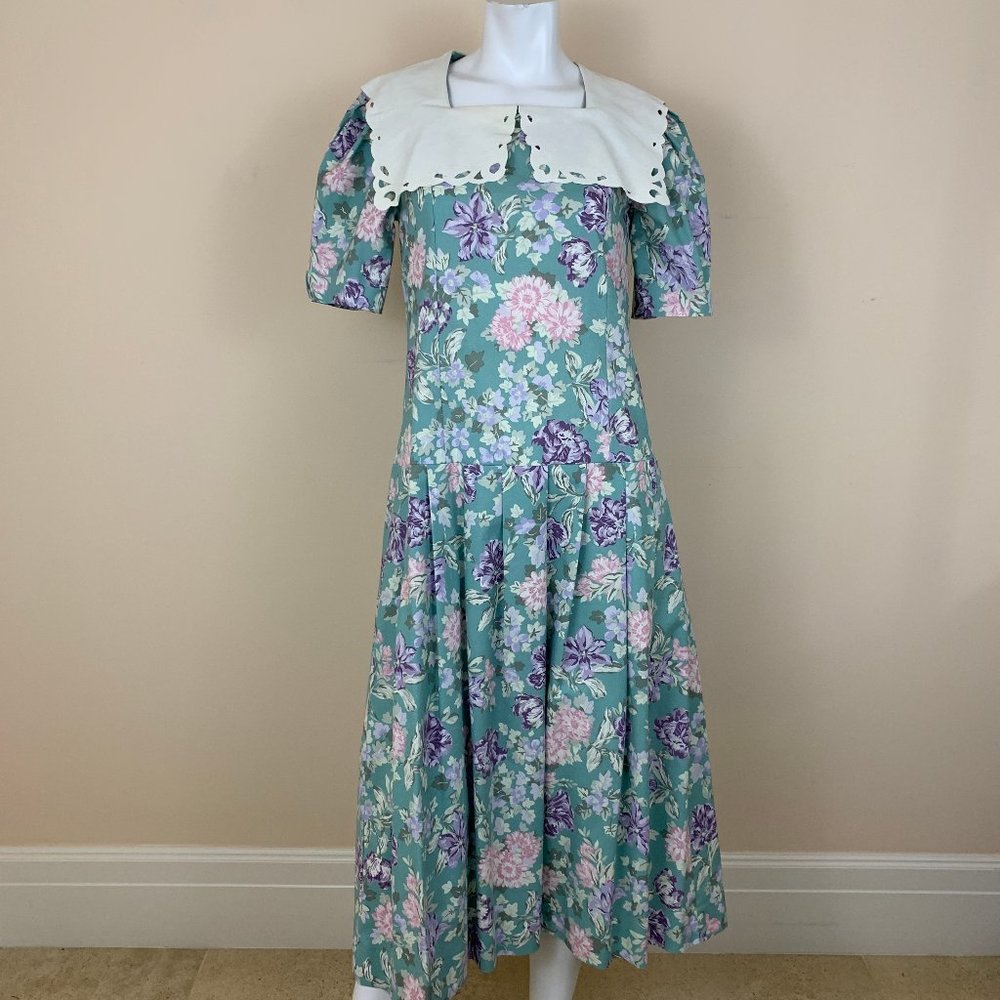 Laura Ashley Floral Cotton Country Chic Maxi Dress